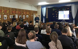 Встреча представителей БГТУ со школьниками выпускных классов общеобразовательных школ г. Людиново Калужской области в рамках профориентационных мероприятий по набору на 1 курс в 2019 году